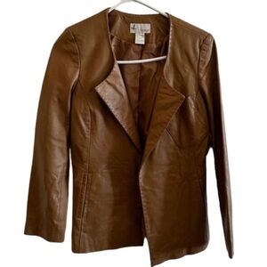 Spiegel Vintage Women’s Brown Caramel Leather Jacket Coat Open Face Size 2 Fall